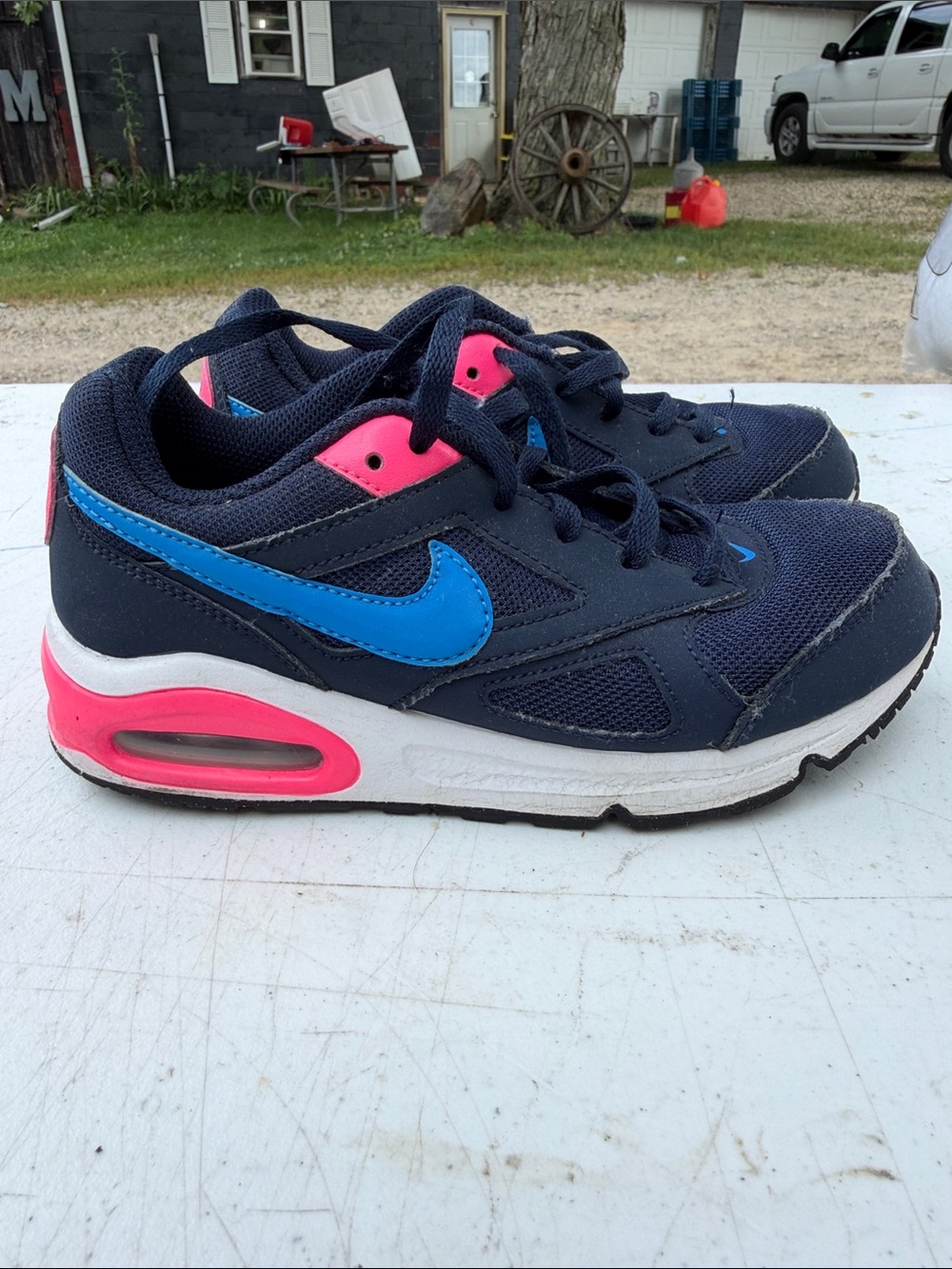 Nike Kids Navy Sneakers with Bright Pink & Blue Accents